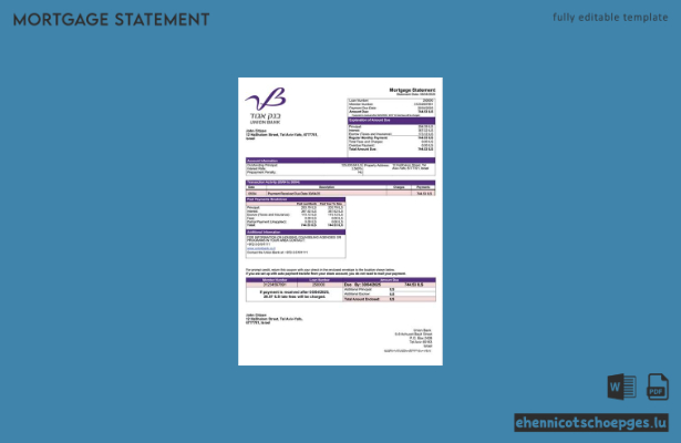 Israel Union Bank Bank Igud Hypothekenabrechnung Word- und PDF-Beispielvorschau